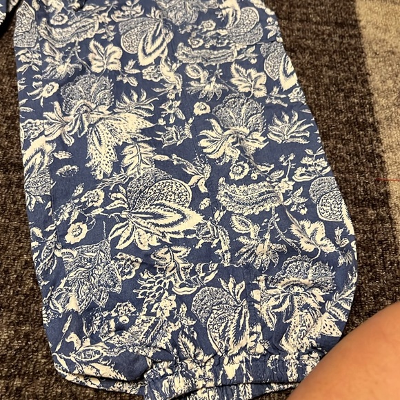 Christian Siriano Blue/Cream Rayon/Linen Blend baggy crop pants  size small - Picture 6 of 9